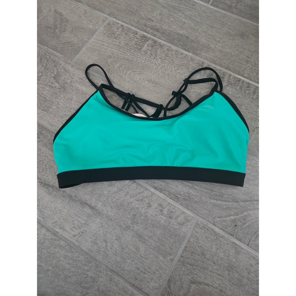 Fabletics Dash Swim Top Bikini Top  Activewear Strappy Large‎ Green Black Bali